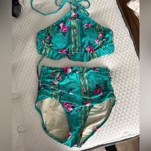Betsey Johnson Teal and Pink Floral Bikini
